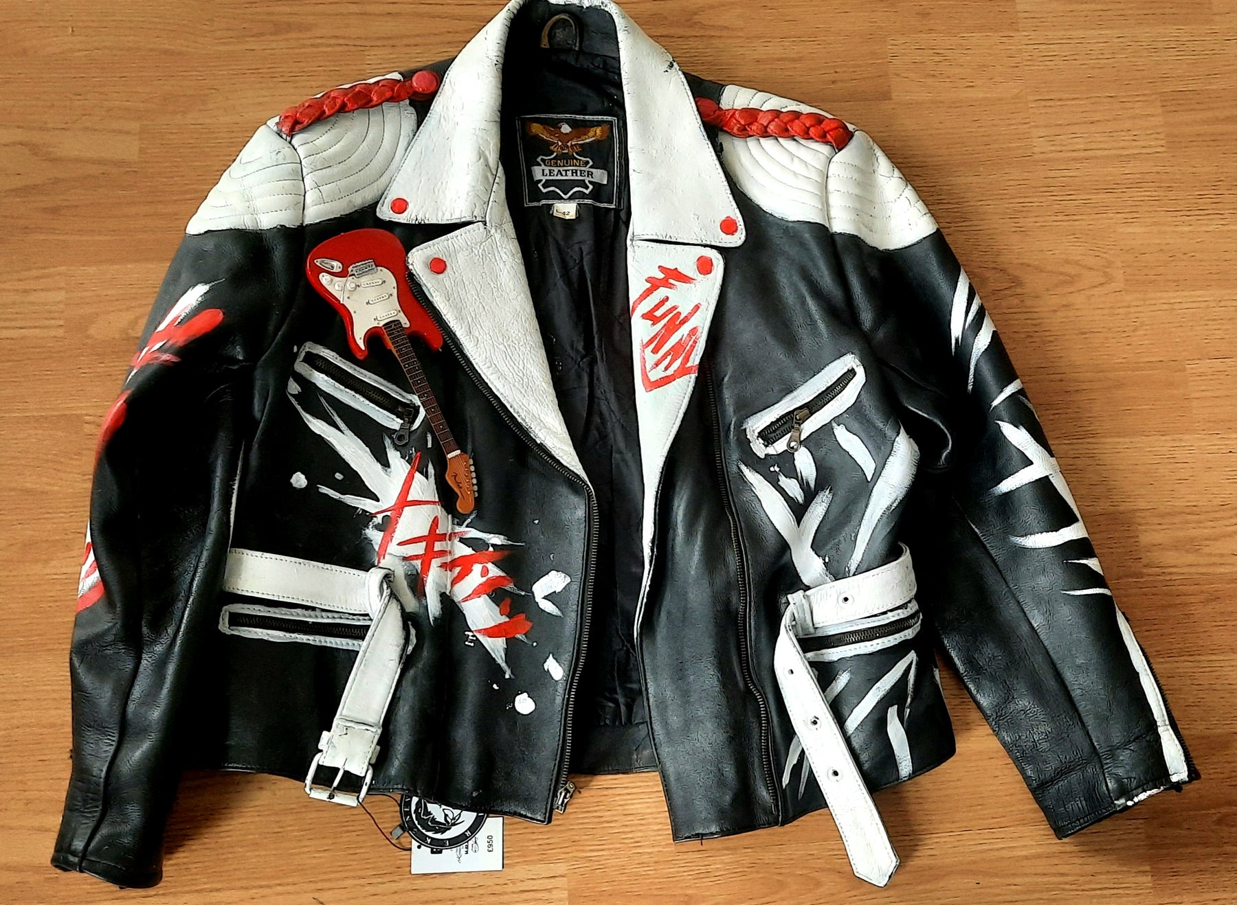 "Leather Biker Jacket" Black & White Customized Leather Jacket