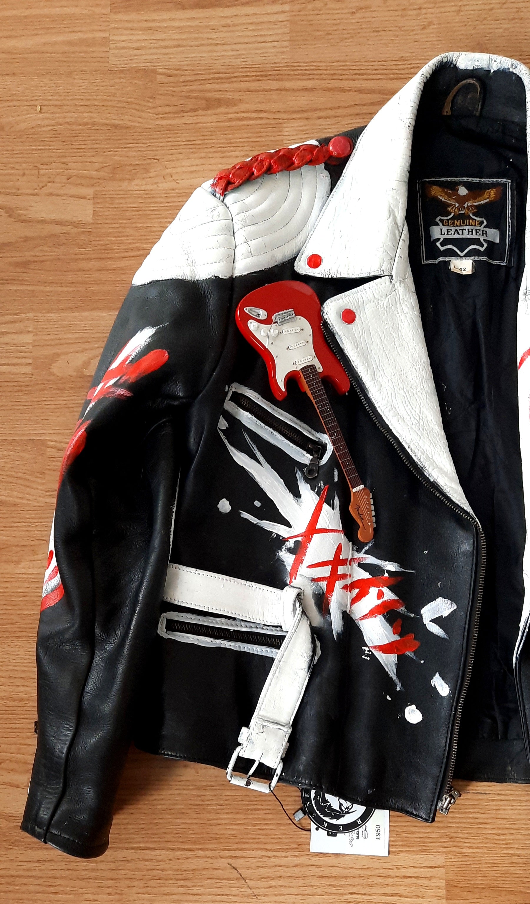 "Leather Biker Jacket" Black & White Customized Leather Jacket