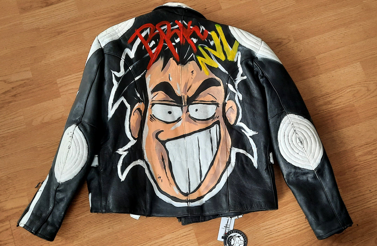 "Leather Biker Jacket" Black & White Customized Leather Jacket