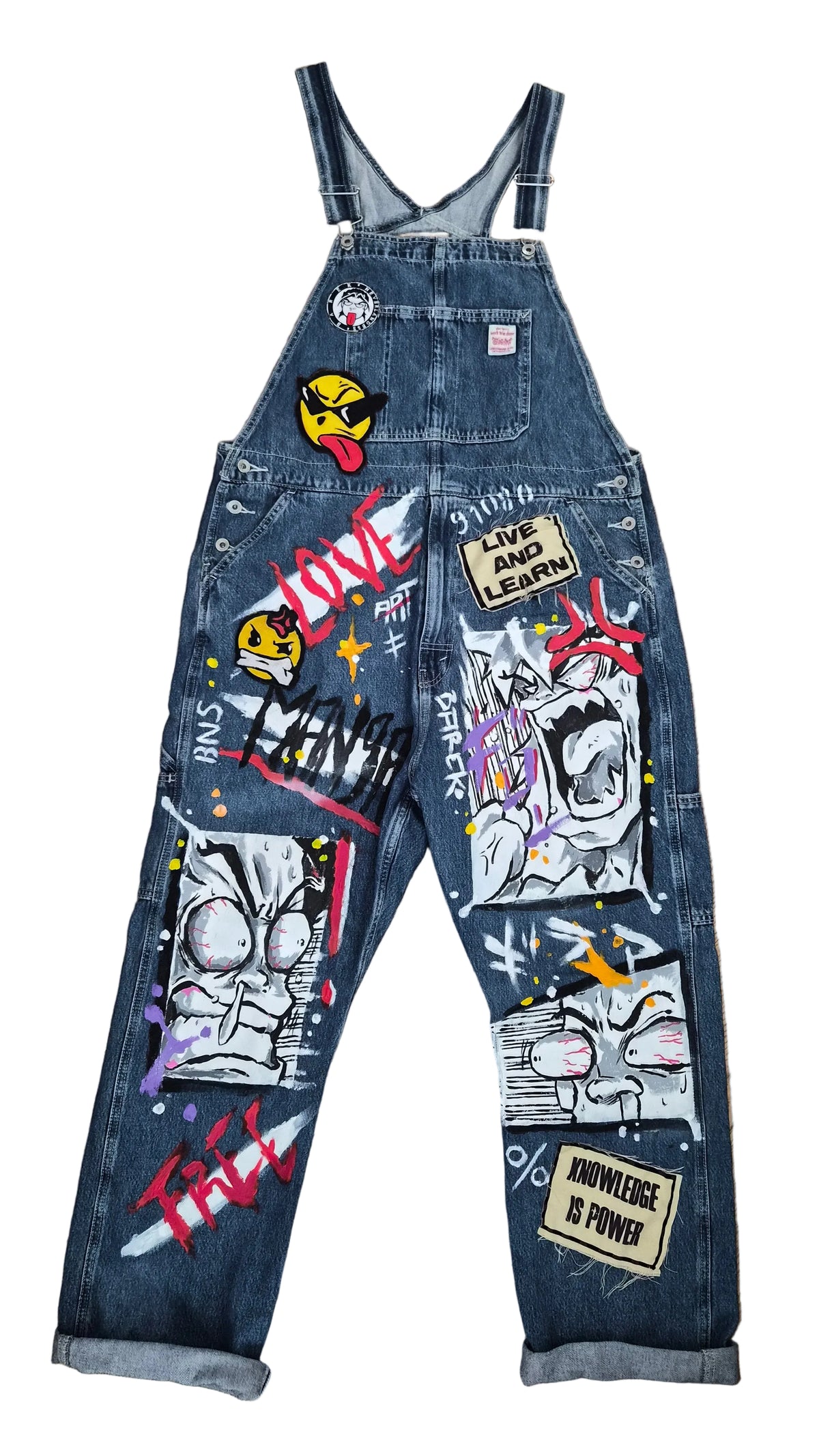 Barek Neverlandess London streetwear - "Cartoon" Customized Original Levi's Denim Overalls unique designer fashion artwork