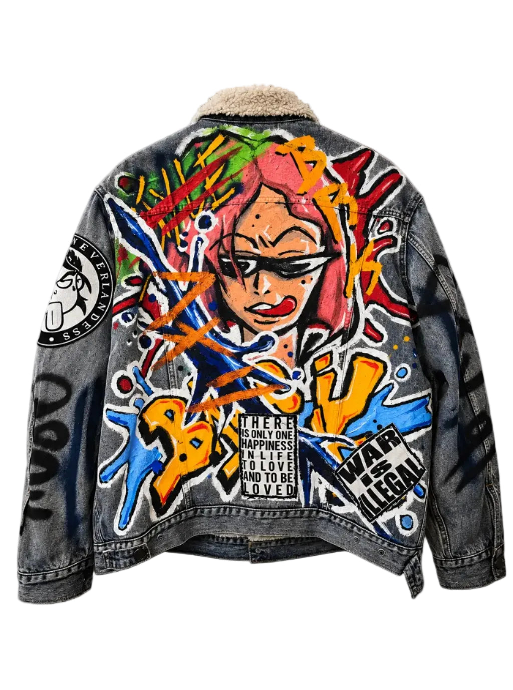 "War is Illegal" Light Blue Oversized Denim Jacket