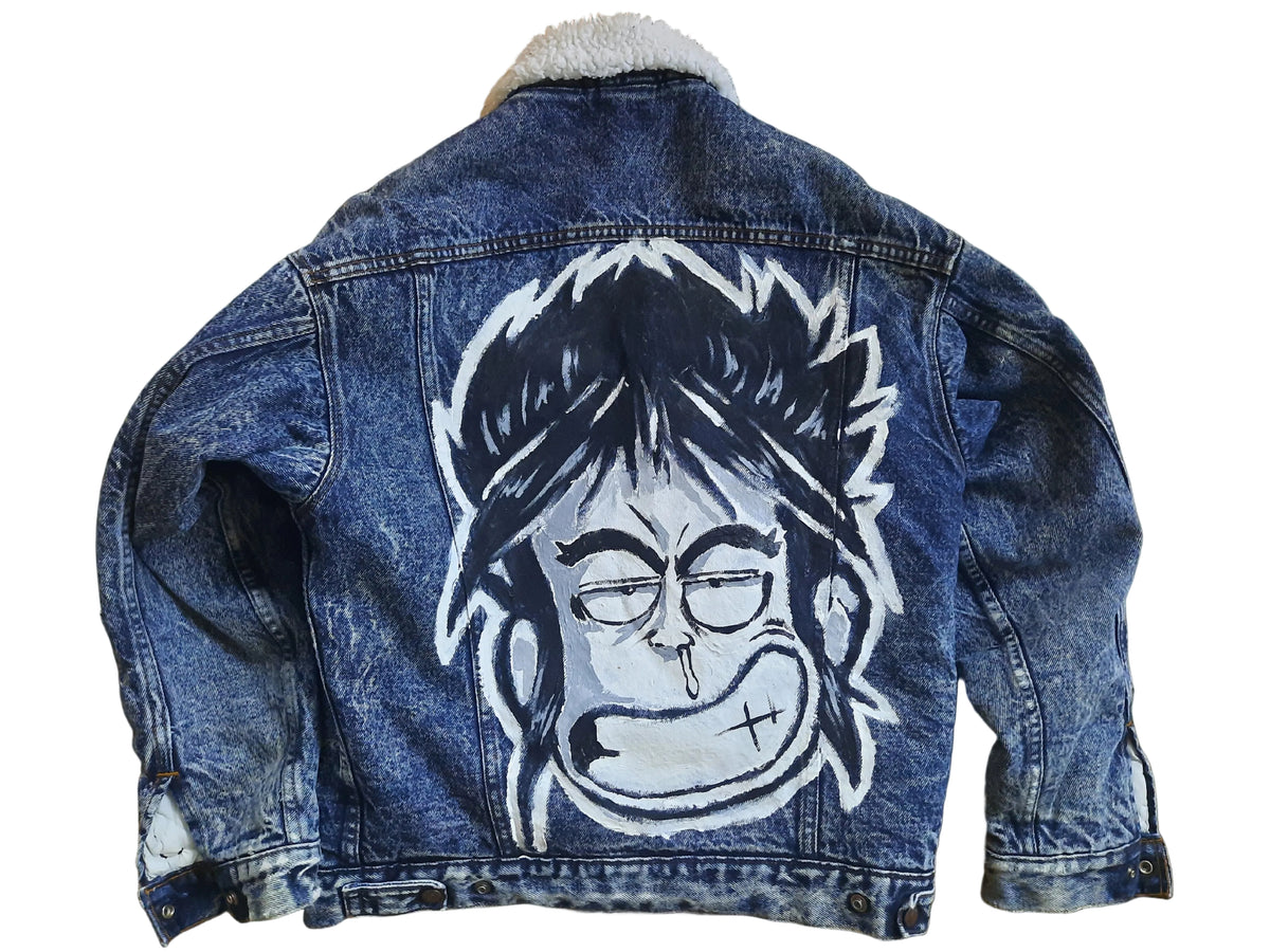 Barek Neverlandess London streetwear - Customized Levi’s® Denim Jacket Black & White unique designer fashion artwork