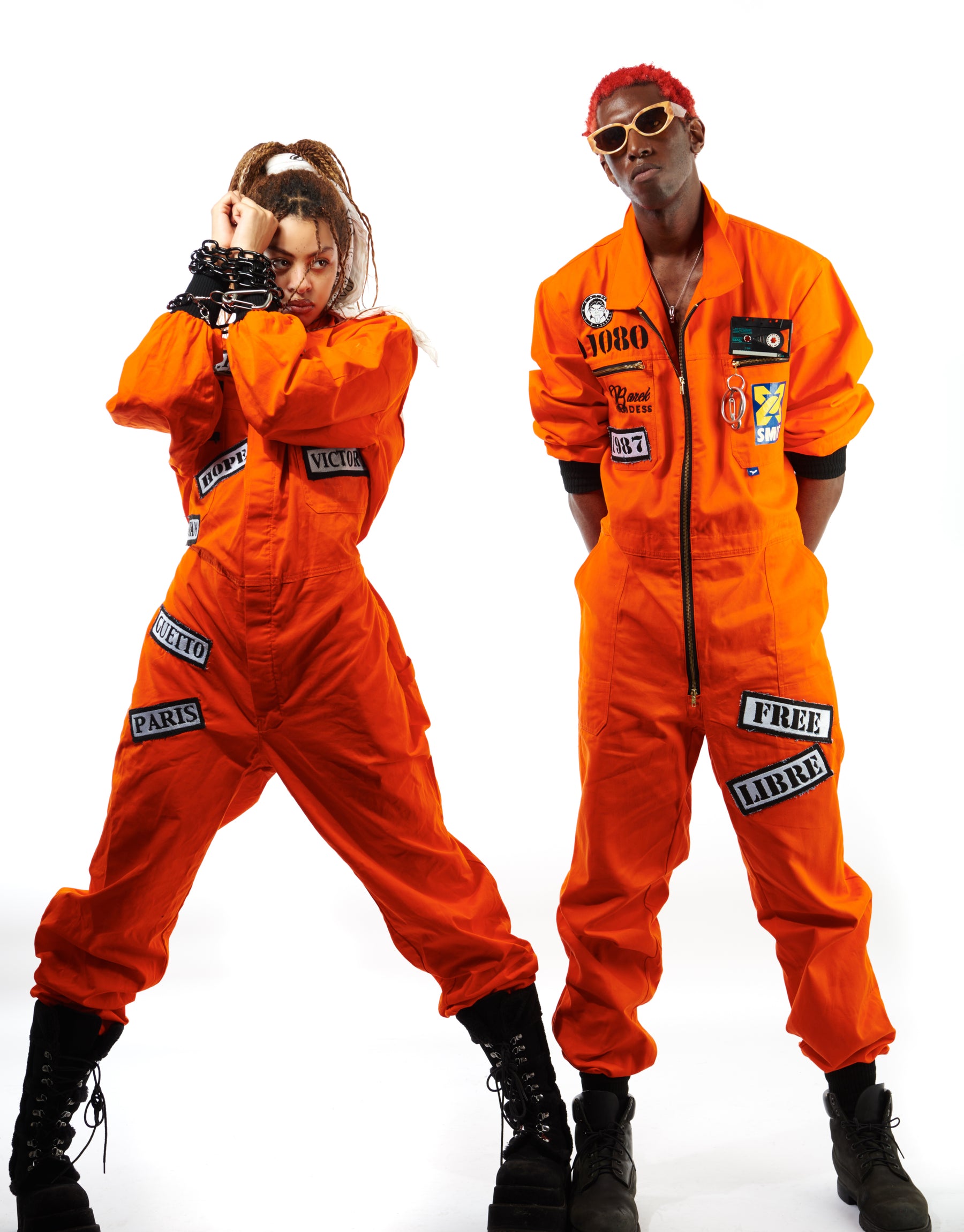 "Street Code” Oversized Orange Jumpsuit