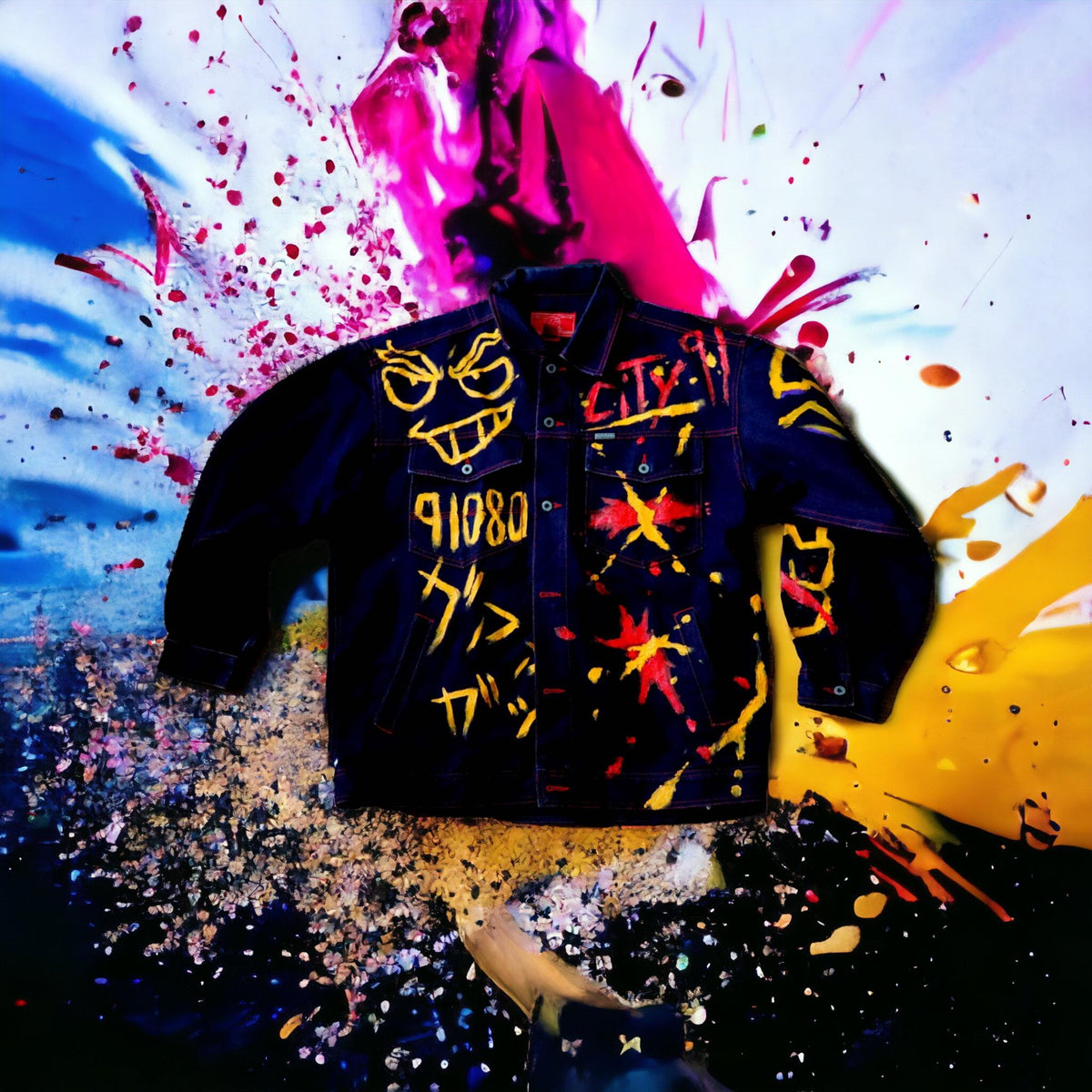 “CITY 91" Dark Blue Customized Denim Jacket