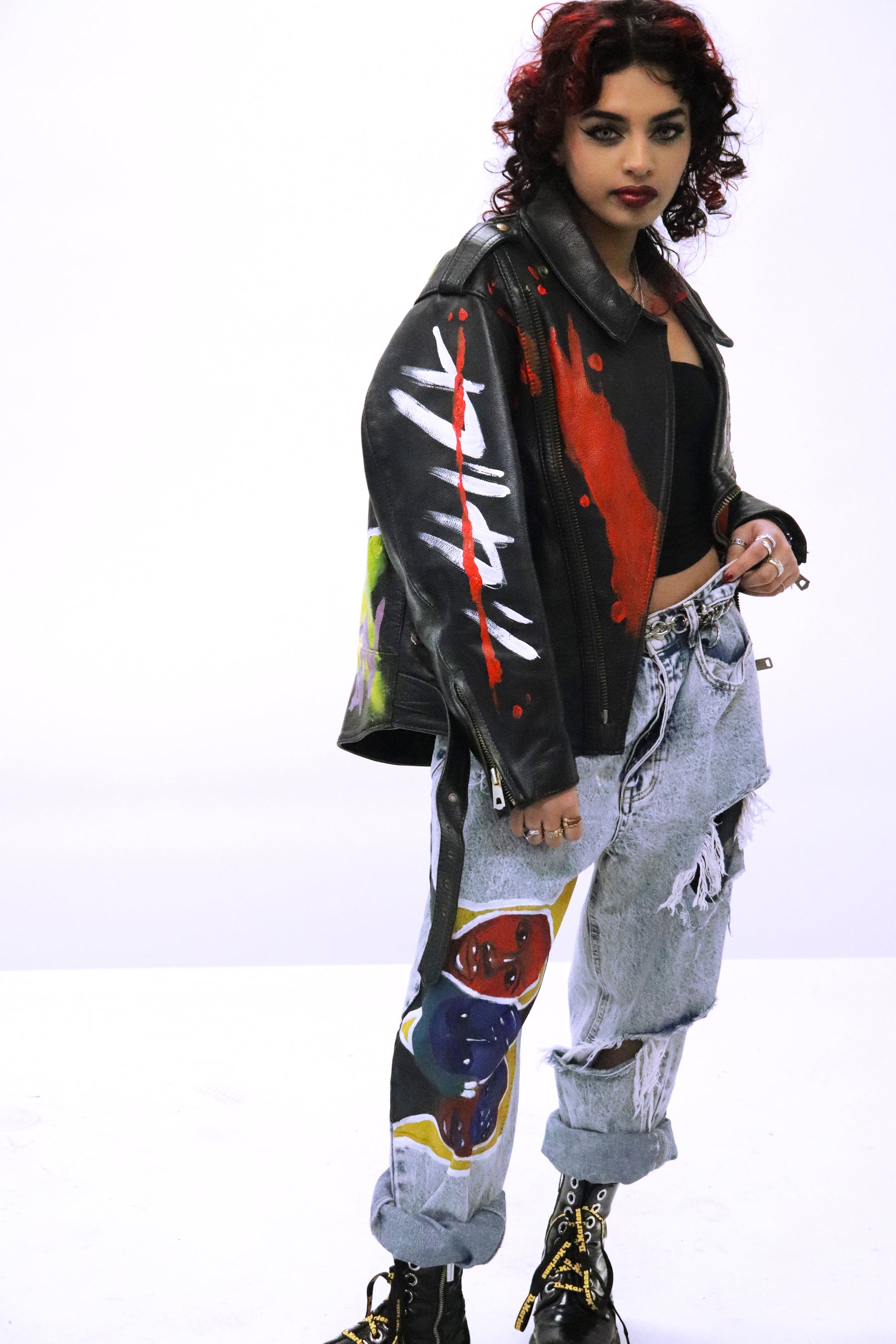 "Tentation" Biker Fitted Leather Jacket Woman
