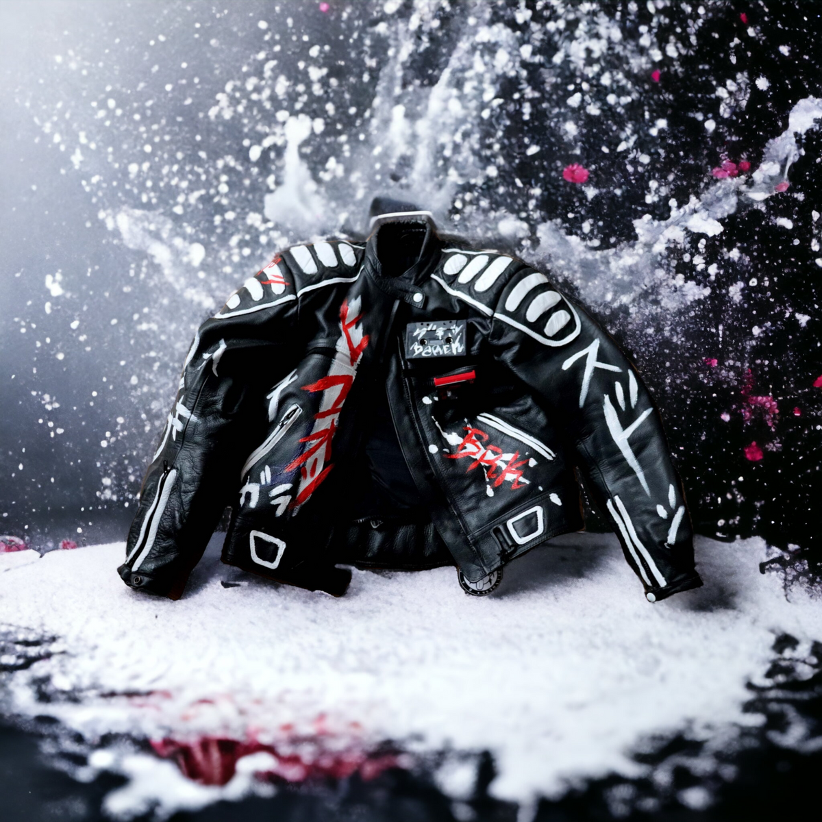 “Contour Code” Fitted Black Leather Jacket