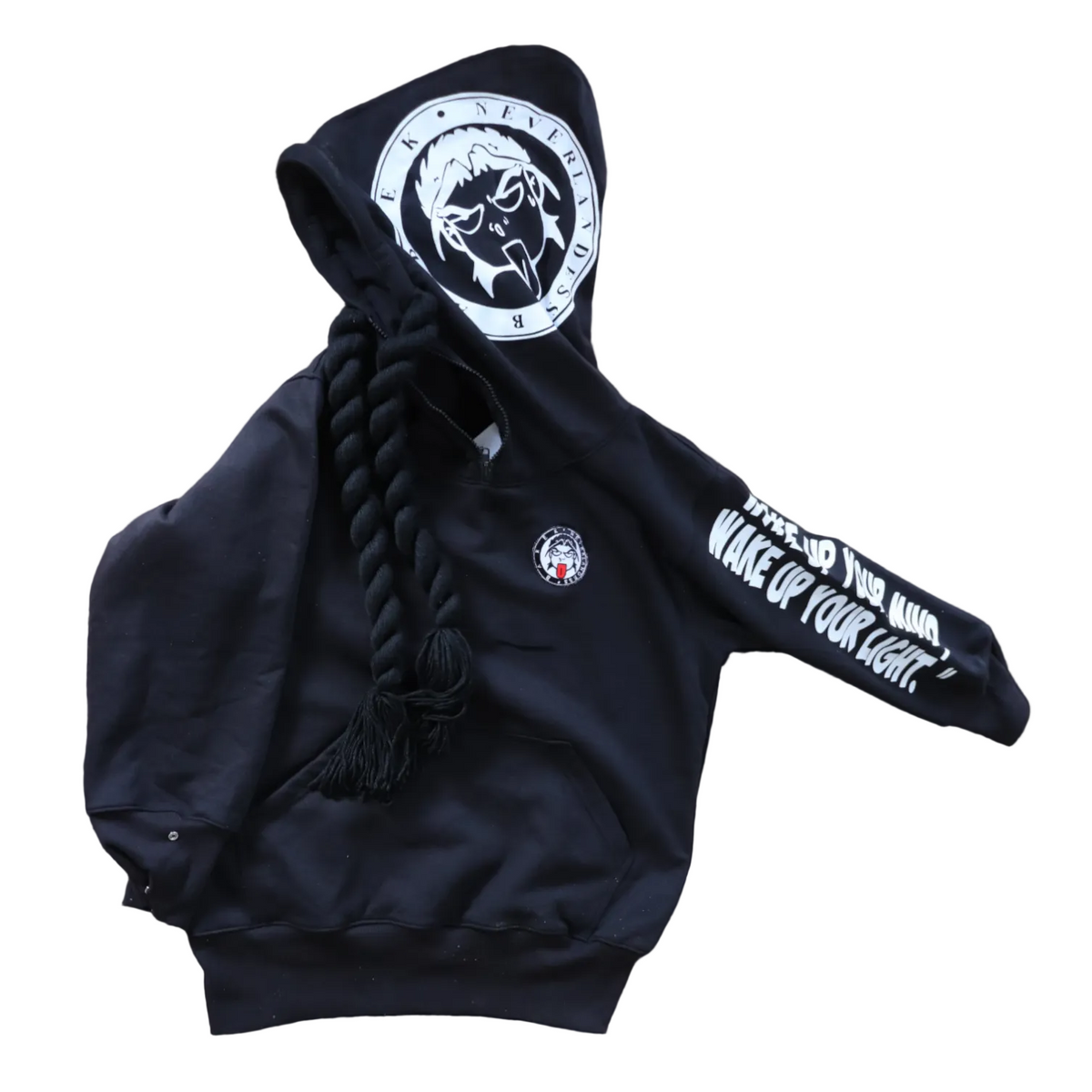 Barek Neverlandess London streetwear - "Big Hood" 3.0 Oversized Black Hoodie unique designer fashion artwork