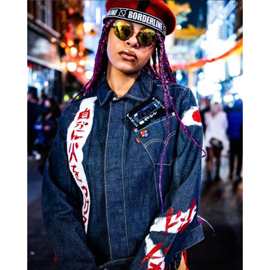 “Become What You Desire” Dark Blue Customized Fitted Denim Jacket for Women