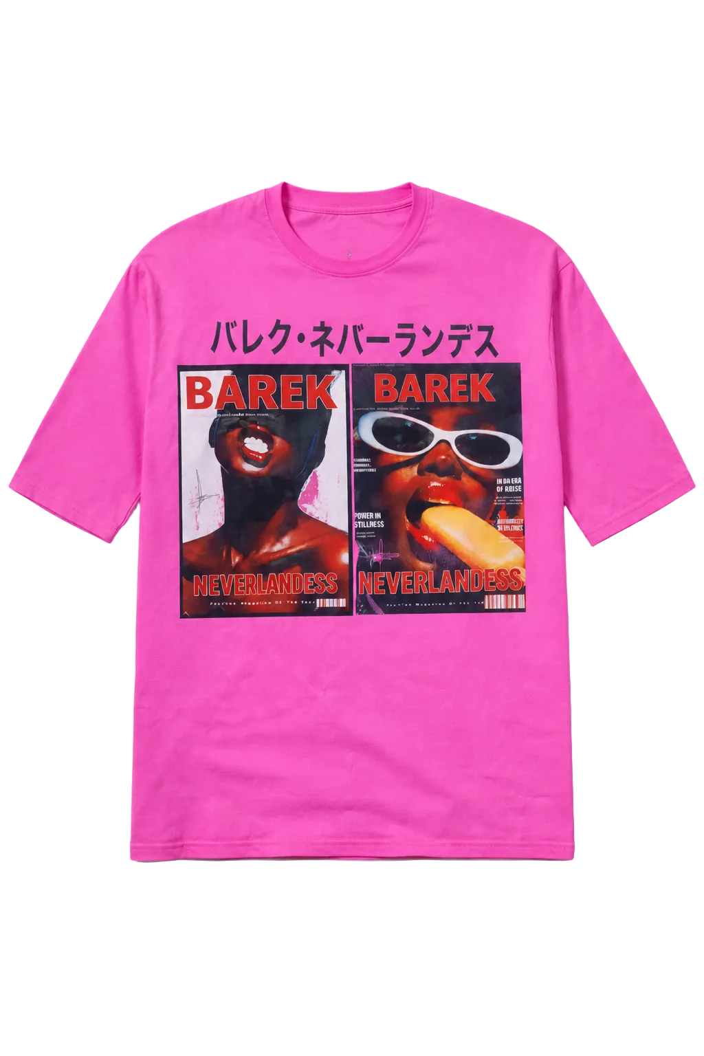 Barek Neverlandess London streetwear - Oversized T-Shirt | Rose Fuchsia unique designer fashion artwork