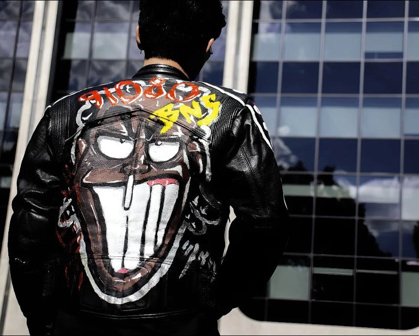 “Contour Code” Fitted Black Leather Jacket