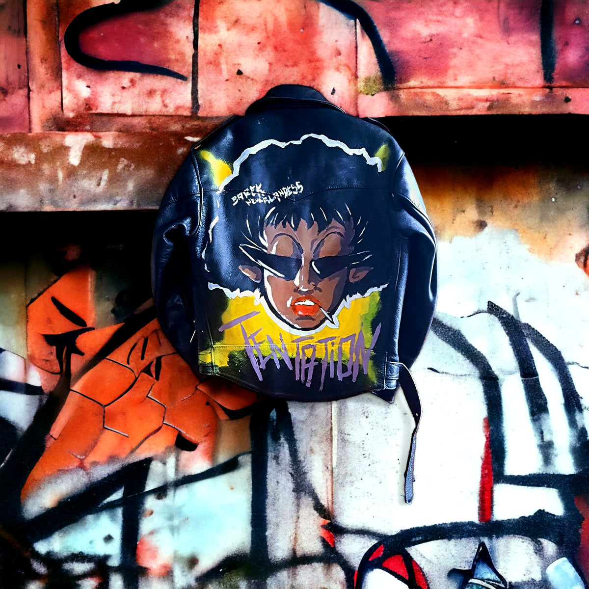 "Tentation" Biker Fitted Leather Jacket Woman