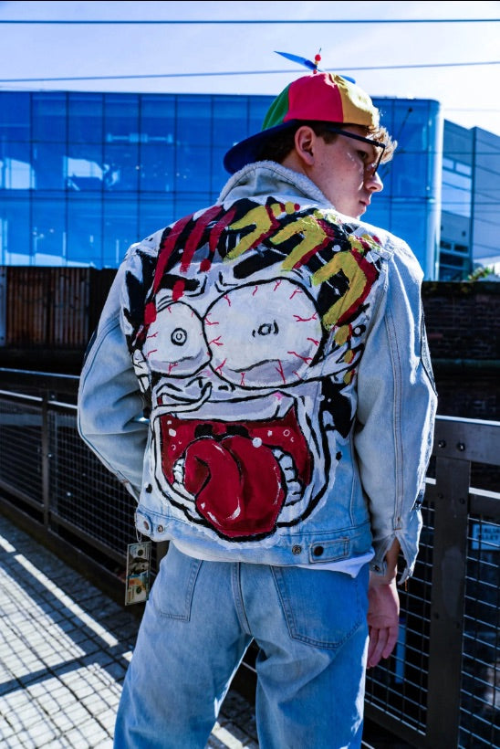 "Urban Cipher” Medium Wash Oversized Denim Jacket