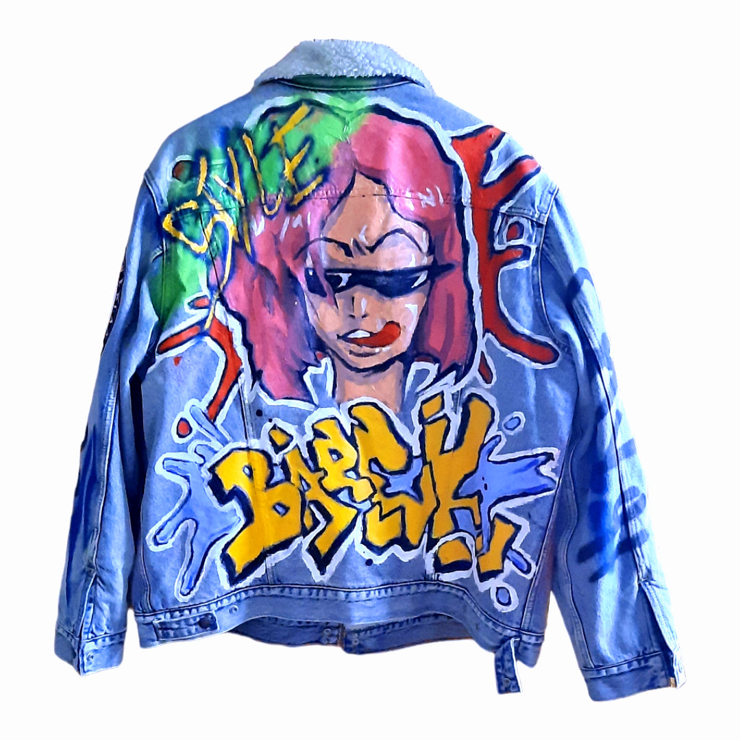 "War is Illegal" Light Blue Oversized Denim Jacket