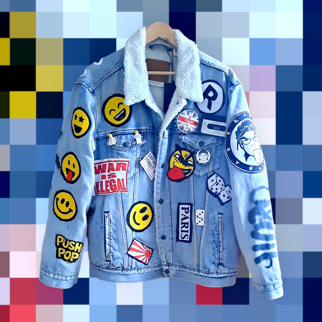 "War is Illegal" Light Blue Oversized Denim Jacket