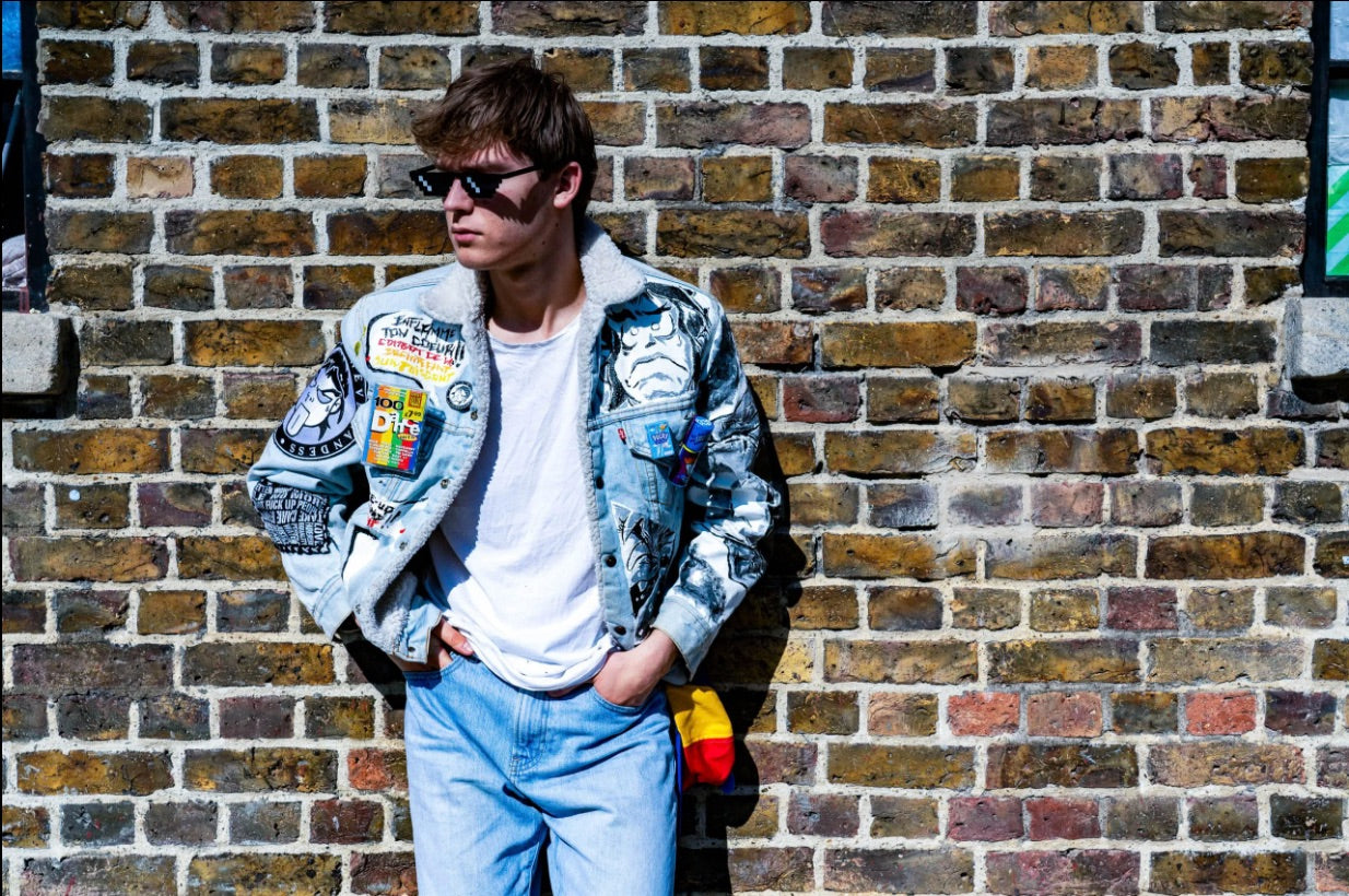 "Urban Cipher” Medium Wash Oversized Denim Jacket