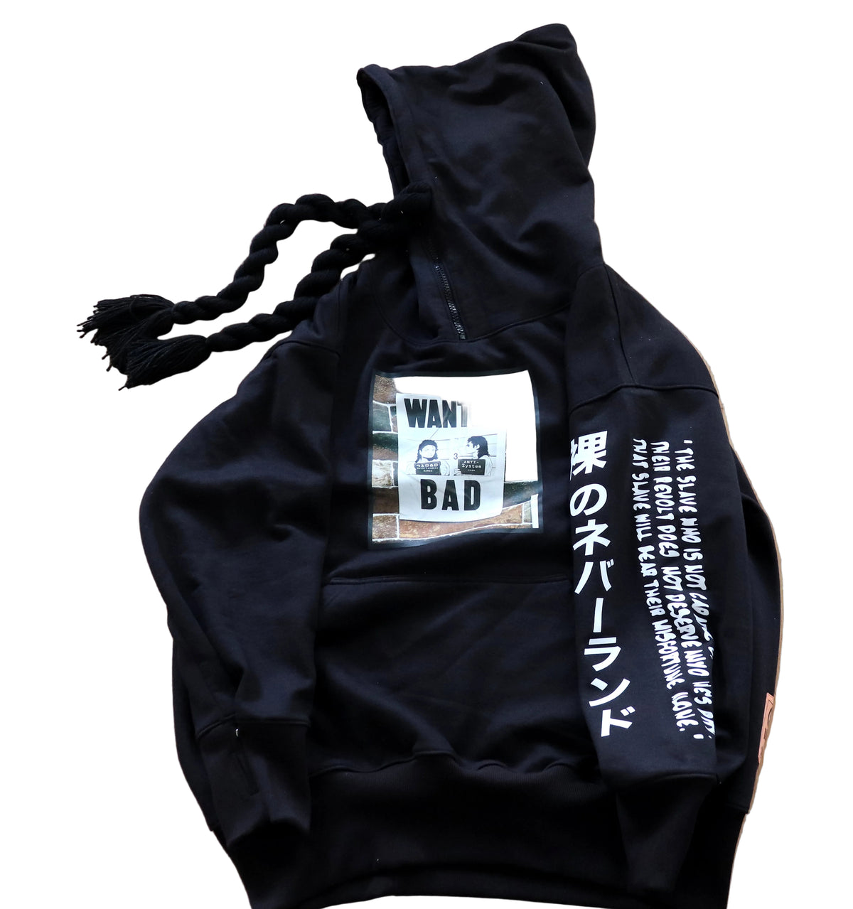 Barek Neverlandess London streetwear - “Big Hood” 1.0 Oversized Black Hoodie unique designer fashion artwork