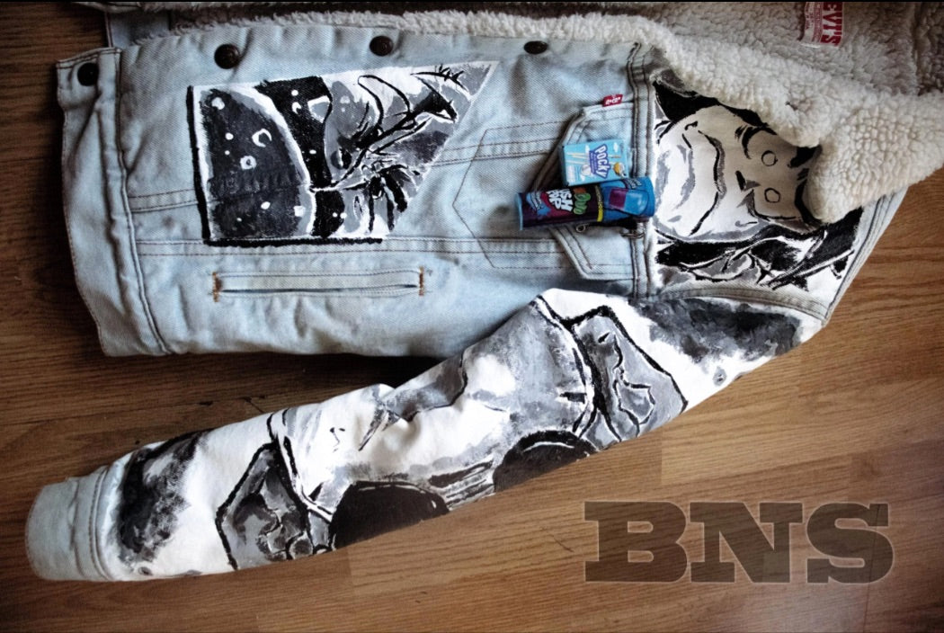 "Urban Cipher” Medium Wash Oversized Denim Jacket