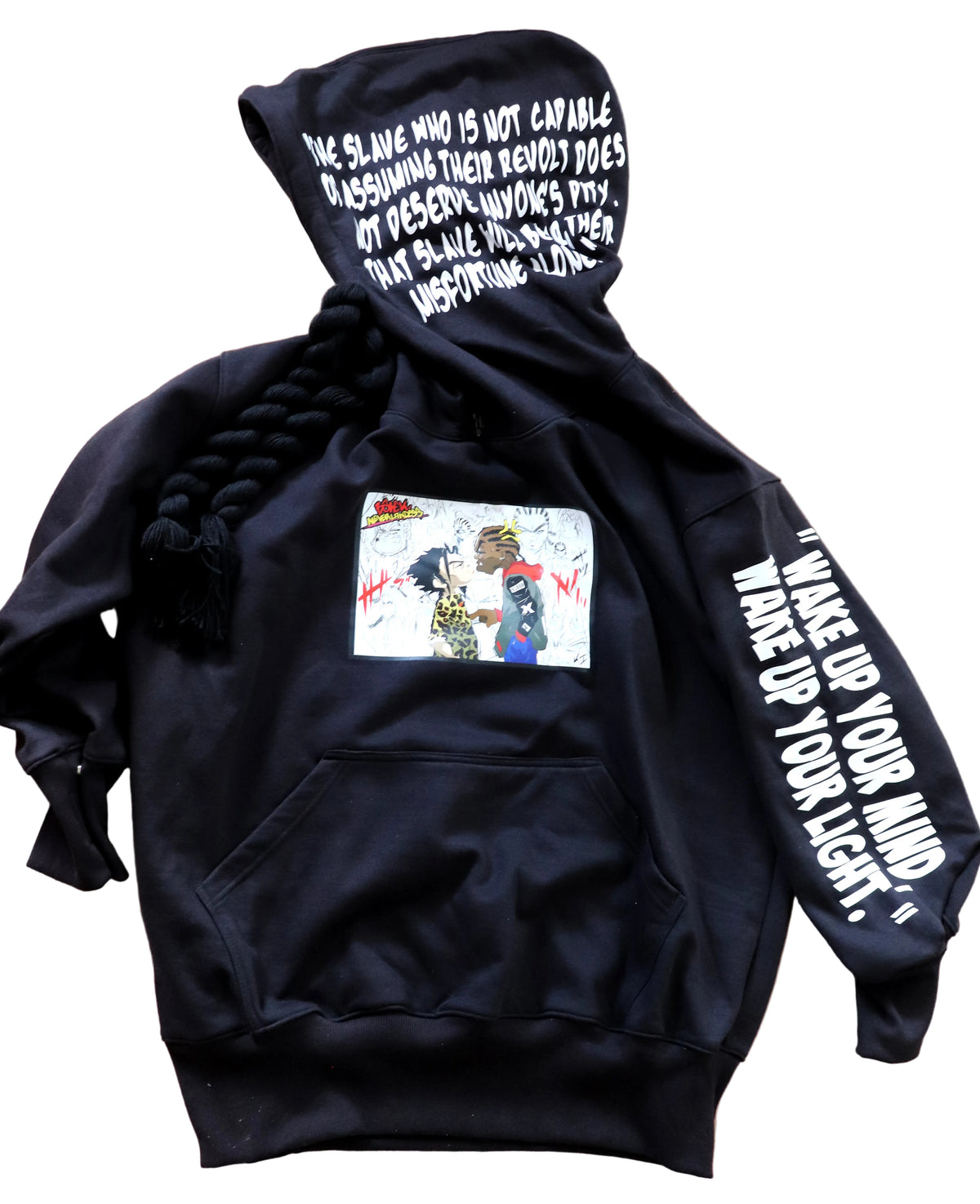 Barek Neverlandess London streetwear - "Big Hood" 5.0 Oversized Black Hoodie unique designer fashion artwork