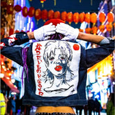 “Become What You Desire” Dark Blue Customized Fitted Denim Jacket for Women