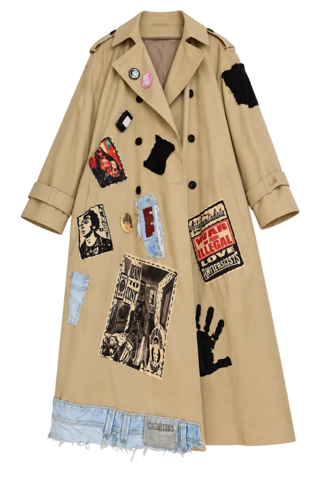 Barek Neverlandess London streetwear - Hand Painted Oversized Trench Coat unique designer fashion artwork