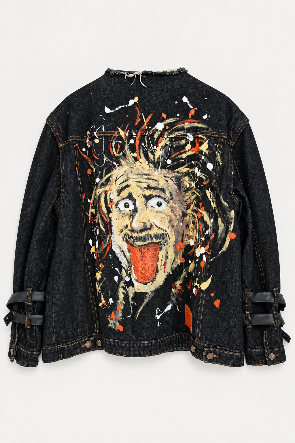 Barek Neverlandess London streetwear - "Albert Einstein" Denim Jacket Oversized unique designer fashion artwork