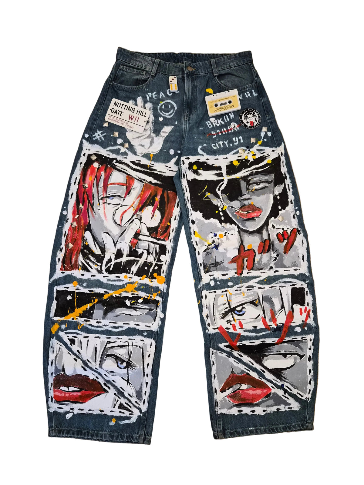 Barek Neverlandess London streetwear - "Animate" Boyfriend Jeans unique designer fashion artwork