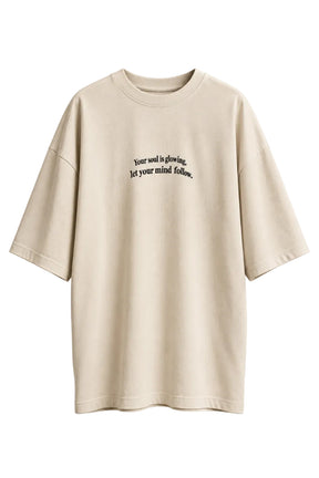 Barek Neverlandess London streetwear - Oversized Sand T-shirt Cream color Edition unique designer fashion artwork
