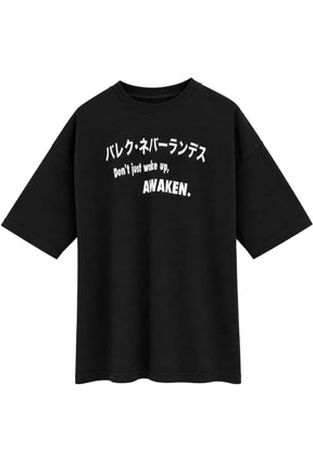 Barek Neverlandess London streetwear - Oversized Black T-shirt Awaken Edition unique designer fashion artwork