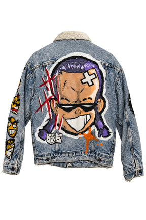 Barek Neverlandess London streetwear - "Sneaky Guy" Customized Jacket – Levi’s Made in USA (One of One) unique designer fashion artwork