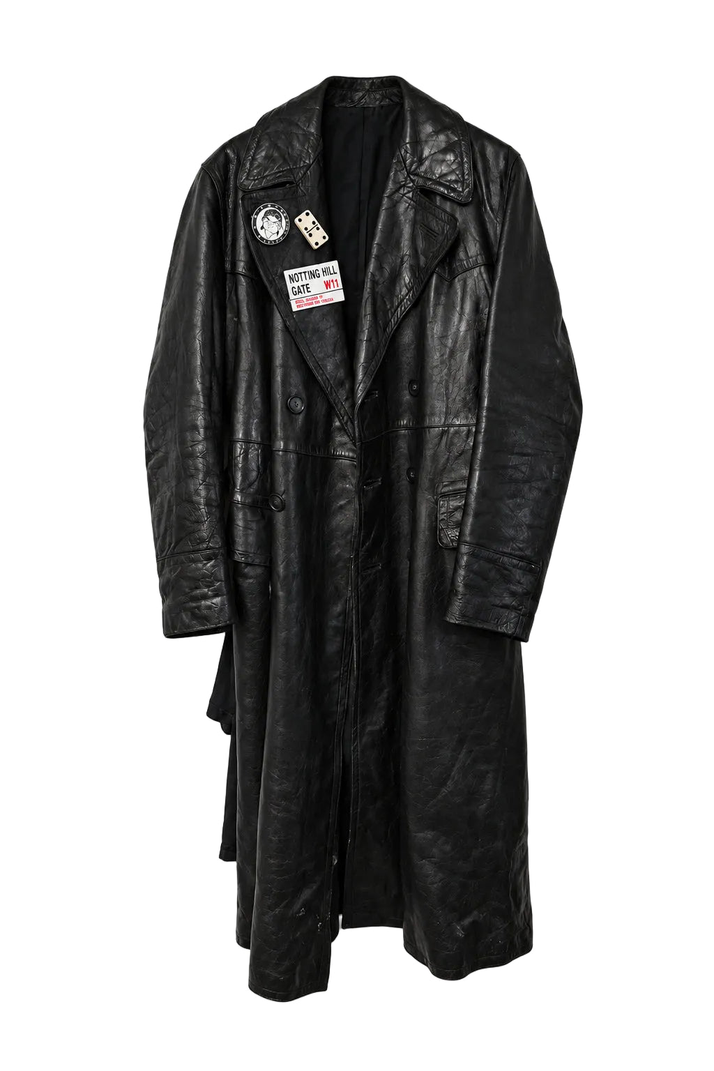 Barek Neverlandess London streetwear - "Matrix Leather Coat" Customized Long Hand-Painted Black Leather Coat unique designer fashion artwork