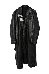 Barek Neverlandess London streetwear - "Matrix Leather Coat" Customized Long Hand-Painted Black Leather Coat unique designer fashion artwork