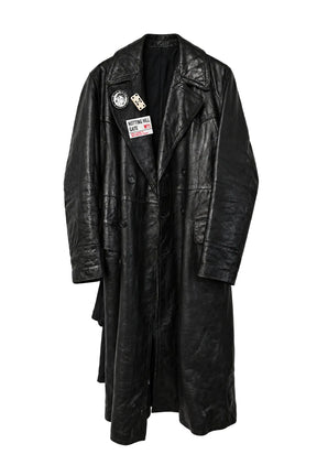 Barek Neverlandess London streetwear - "Matrix Leather Coat" Customized Long Hand-Painted Black Leather Coat unique designer fashion artwork
