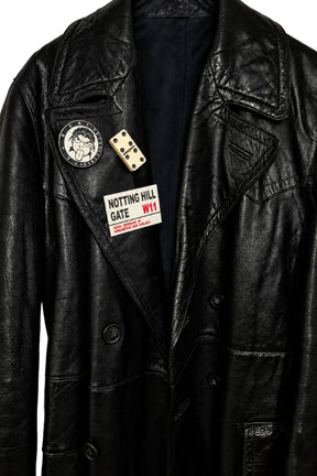 Barek Neverlandess London streetwear - "Matrix Leather Coat" Customized Long Hand-Painted Black Leather Coat unique designer fashion artwork
