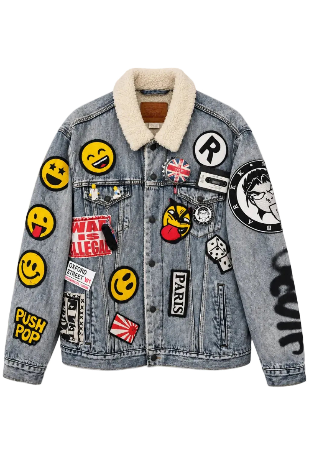 "War is Illegal" Light Blue Oversized Denim Jacket