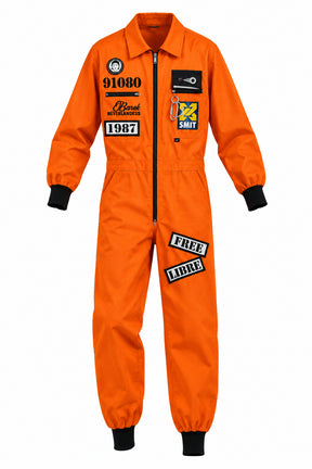 Barek Neverlandess London streetwear - "Street Code” Oversized Orange Jumpsuit unique designer fashion artwork