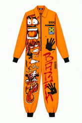 Barek Neverlandess London streetwear - "Characters" Orange Customized Jumpsuit unique designer fashion artwork