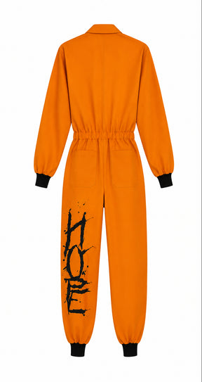 Barek Neverlandess London streetwear - "Characters" Orange Customized Jumpsuit unique designer fashion artwork