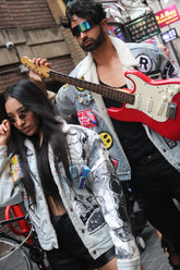 "Urban Cipher” Medium Wash Oversized Denim Jacket