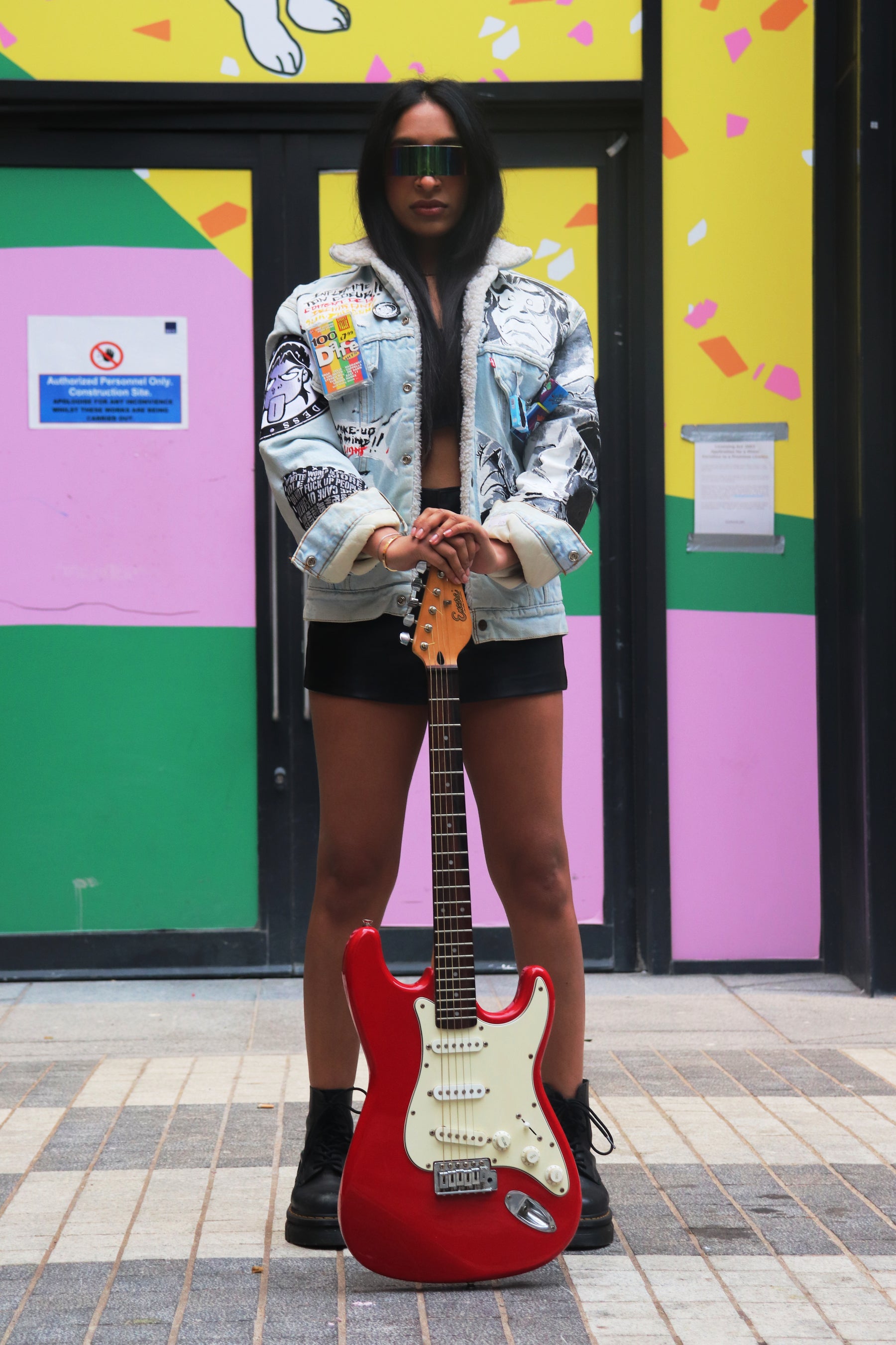 "Urban Cipher” Medium Wash Oversized Denim Jacket