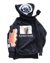 Barek Neverlandess London streetwear - "Big Hood" 4.0 Oversized Black Hoodie unique designer fashion artwork