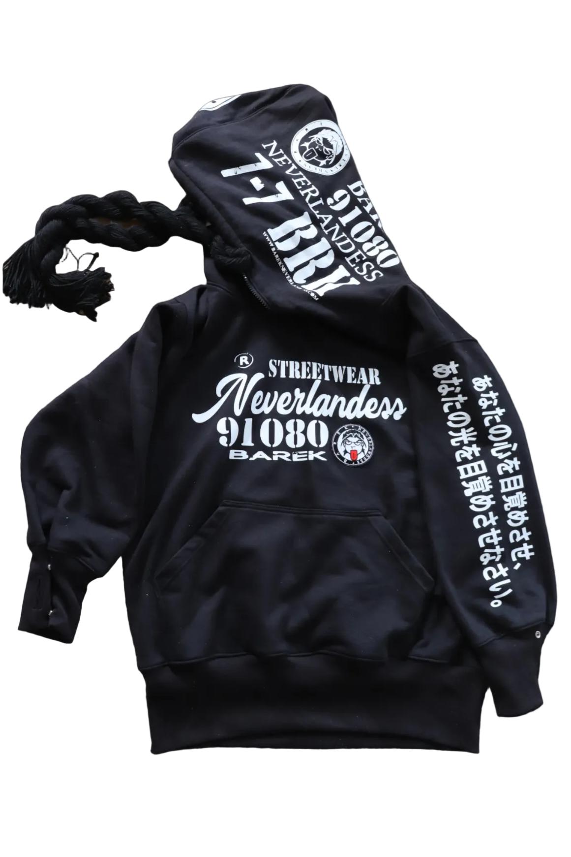 Barek Neverlandess London streetwear - "Big Hood" 6.0 Oversized Black Hoodie unique designer fashion artwork