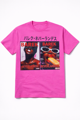Barek Neverlandess London streetwear - T-SHIRT OVERSIZED BAREK NEVERLANDESS: Magazine Cover Tee • Rose Fuchsia unique designer fashion artwork