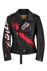 Barek Neverlandess London streetwear - "Tentation" Biker Fitted Leather Jacket Woman unique designer fashion artwork
