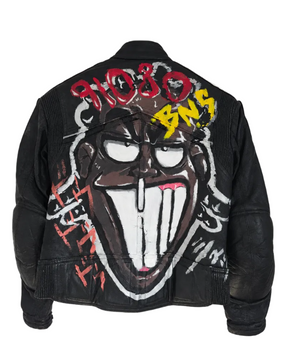 Barek Neverlandess London streetwear - “Code Contour” Fitted Black Leather Jacket unique designer fashion artwork