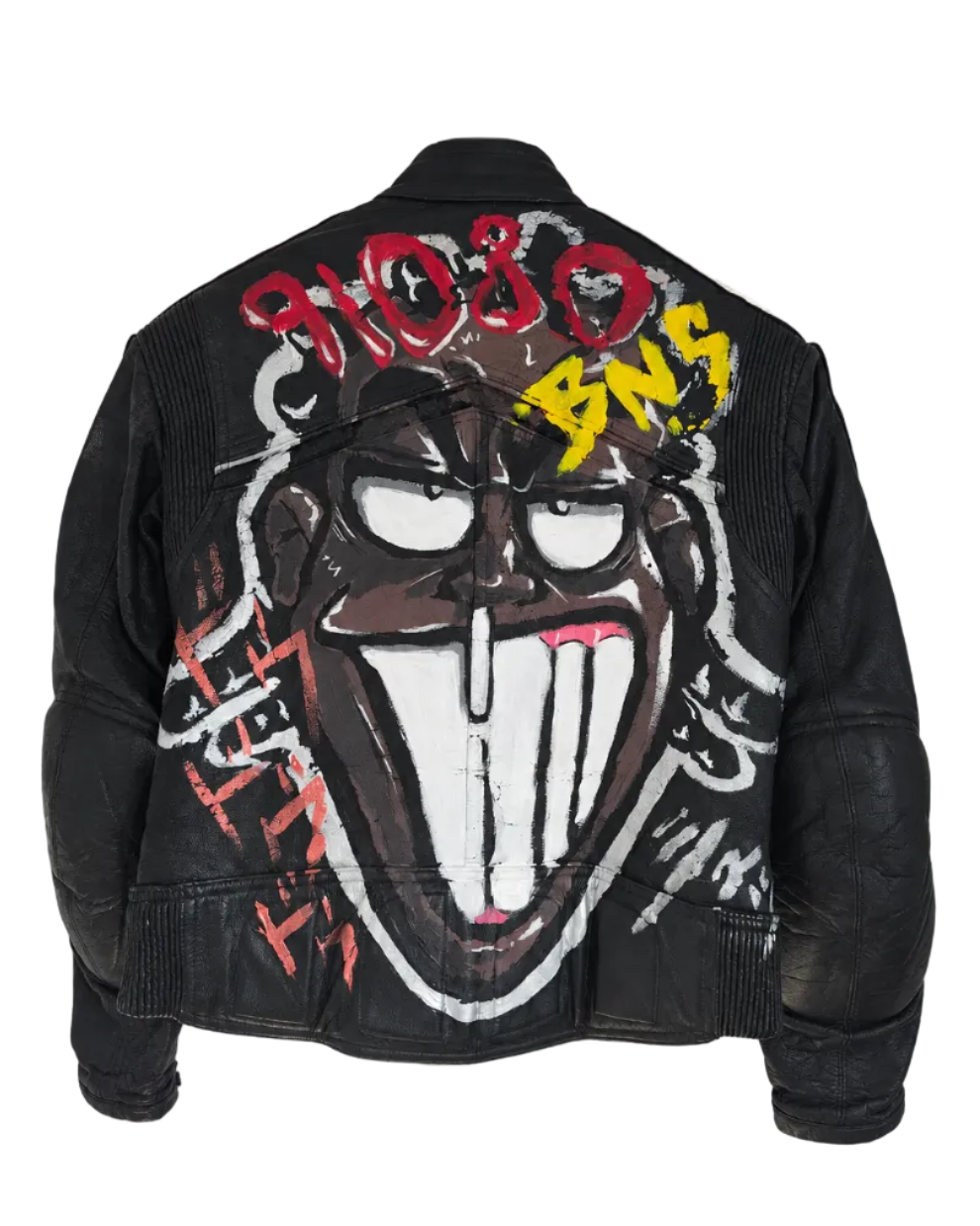 Barek Neverlandess London streetwear - “Code Contour” Fitted Black Leather Jacket unique designer fashion artwork